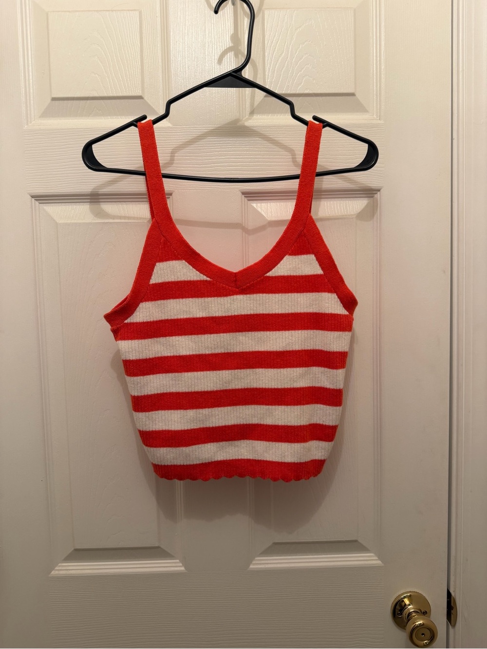 Universal Thread Red and White Striped V-Neck Tank